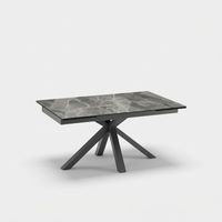 Ausziehbarer Design-Esstisch Guernica aus Keramik und gehärtetem Glas - Schwarzer Marmoreffekt