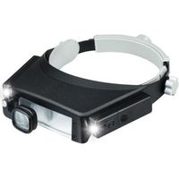 Loupe frontale avec éclairage LED, lampe frontale, loupe de bijoutier 1,5 x 3 x 6 x 8X pour travaux de précision, réparations et loisirs créatifs