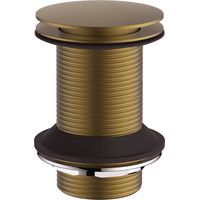 Unslotted Basin Waste Brushed Brass Finish Click Clack Push Hoxton by Britton