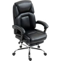 Fauteuil de bureau inclinable cuir PU noir, capacité 120 kg, repose-pieds