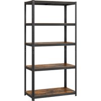 Songmics – Rayonnage étagère 5 niveaux 50 x 100 x 200 cm – Charge 175 kg par niveau – Structure acier renforcé – Noir marron rustique – GLR050B11