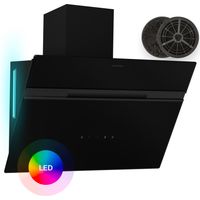 Klarstein – Hotte aspirante murale 60 cm – Débit 600 m³/h – Éclairage LED 9 couleurs – Classe A – Silencieuse 52 dB – Mode évacuation et recyclage