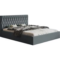 Lit double 160x200 Crystal avec coffre de lit - chambre à coucher, tissu velours - Gris foncé (Jasmine 96)