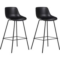 Set di 2 sedie da bar Sgabelli da bar altezza banco Seduta in plastica Gambe in metallo Nero Emmet