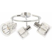 Plafonnier glamour chrome rond 3 globes verre 3xE14
