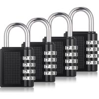 4Pcs Cadenas à Combinaison, Cadenas Code en Métal Résistant, Cadenas à Code Résistant à l'Eau la Rouille(Noir)