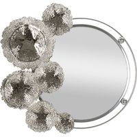 Specchio da parete Kandi tondo in metallo argento con decoro floreale 82x87 cm
