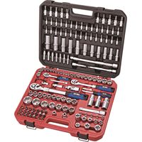 CASSETTA UTENSILI SET CHIAVI A BUSSOLA 155pz +CRICCHETTI 1/2″- 1/4″- 3/8″ AIRTEC