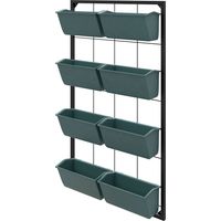 Orto verticale a parete 4 livelli 8 vasi acciaio plastica 52x14x90 cm verde scuro nero