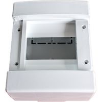 Centralino da parete senza portello 6 moduli, grigio RAL 7035, 145x155x85 mm, IP40, ideale per installazioni elettriche interne