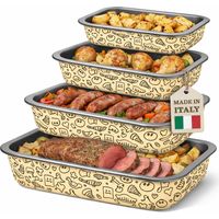 Set 4 Teglie Rettangolari con Alette 20-25-30-35cm Teglia da Cucina Antiaderente