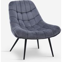 Poltrona salotto in velluto stile moderno seduta larga imbottita Ohio - Grigio Scuro