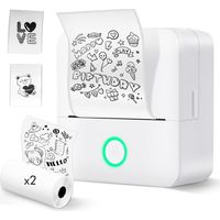 Imprimante Etiquette Autocollante, Imprimante Thermique Bluetooth Monochrome, Mini imprimante Autocollant Rouleaux de 2 Étiquettes Autocollantes, Adaptés pour L'école et Le Milieu Professionnel