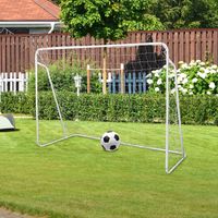 Kingsaid Football Goal 7FT x 5FT Portable Rebounder Net - Kids Soccer Goal Post Practice Training With Outdoor Net and Pegs for Gardens, Park, Beaches, Playground - White