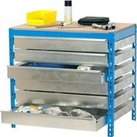 Simon Rack BT5 Box6 1500 Werkbank blau und robustes Holz