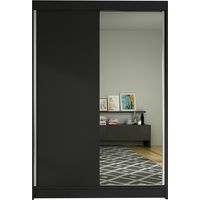 Armoire Closico Salvor I, Noir, 200x120x58cm, Portes d'armoire: Coulissantes, Nombre d'étagères: 5