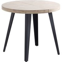 Mesa comedor redonda extensible BERG de 80 - 120 - 160 x 80 x 76 cm roble Nordish y negro