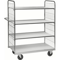 Kongamek Bordwagen verzinkt mit 4 laminierten Böden 1200x600mm vergitterte Stirnwände ohne Bremse