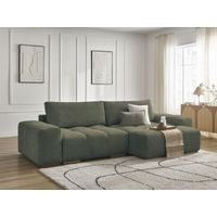 BOBOCHIC - Canapé d'angle convertible réversible coffre ANAKIN tissu bouclette Réversible Vert