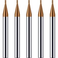Fraises en carbure de 50 x 1 mm, 4 arêtes de coupe, pour usinage CNC, revêtement TiCN or, fraise VHM de 1 mm pour acier, métal, bois, acrylique et plastique