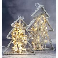 Deko-Drahttannenbaum mit Rattan, 30 LED, Timerfunktion