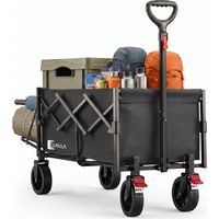 Sunula Bollerwagen Faltbar Handwagen Transportwagen mit erweiterbarer Heckklappe, 100KG, 80L + 35L, Schwarz