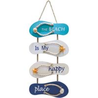 Nautique Plage Flip Flop décoration Flip Flop Ornement Mural Suspendu Pantoufles en Bois décoration, décoration Murale Porte Ornement Suspendu thème la Plage décoration de la Maison, Blanc, Bleu