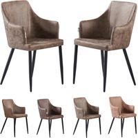 2er-Set Zarah Esszimmersessel – Esszimmerstuhl mit Kunstlederbezug und Metallbeinen für das Esszimmer – Braun