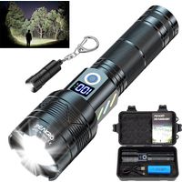 royaluxe - Lampe torche LED haute puissance, lampe torche LED rechargeable ultra-puissante de 90 000 lumens, lampe torche tactique de police rechargeable USB ét