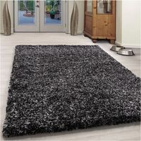 Tapis shaggy rectangle bicolore moderne Benno Anthracite 140x200