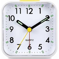 Despertador analógico silencioso, sin tictac, despertador suave, pitido, aumento de volumen, función de repetición y luz, funciona con pilas, fácil de configurar, blanco.