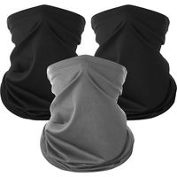 3 Pièces Cache Cou pour Homme et Femme Tour de Cou Elastique Multi-Usage Unisexe Bandeau Cache Cou Tubulaire D'hiver Séchage Rapide Tour de Cou pour Ski Course Moto Vélo (2 Noirs + 1 Gris)