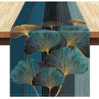 Blauer Tischläufer 33 x 183 cm, Tischläufer im Landhausstil, Stoffplatzdeckchen, lang, Retro-Rustikal-Stil, für Partys, Esstischdekorationen