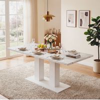 Mesa comedor extensible blanca para 4 a 8 personas hogar OKMYHOME