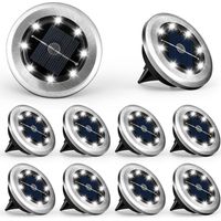 10 mini lampes solaires de jardin, extérieur, imperméables, éclairage paysager alimenté pour patio, cour, allée et chemin (blanc froid)