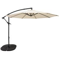 Ausleger-Sonnenschirm 3m mit Beschwerungsfuß Creme Garten