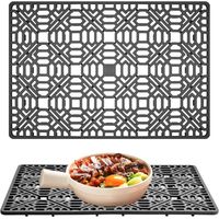 Tapis d'évier en silicone 40 x 27 cm, protège-évier de cuisine en silicone, tapis d'égouttage pliable et antidérapant, gris, tapis de comptoir (gris foncé).