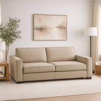 Talamo Italia Sofá fijo Adriana, Sofá de 2 plazas, 100% Made in Italy, Sofá de salón en tela, con reposabrazos estándar, Cm 180x95h90, Beige, con embalaje reforzado