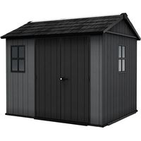 Keter Newton 975 Gartenhaus - 230x287x246cm - Satteldach - Kunststoff - Grau - Natürlicher Holzlook - 15 Jahre Herstellergarantie