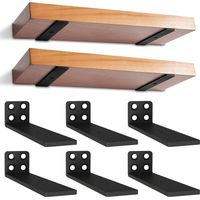 Lot de 6 - Support étagère flottante - Fixation murale invisible - Acier robuste finition noire - Pour bibliothèque salon cuisine garage - Noir - 12,7cm