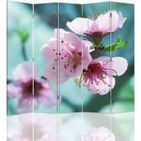 Paravent Décoratif Cerisier en Fleurs – Élégance Intérieure - 180 x 150 cm - 2 faces R° V° + rotation 360°