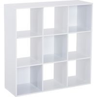 Libreria Bianca per Casa e Ufficio, Scaffale dal Design Moderno con 9 Scomparti in Legno, 91x29.5x91cm