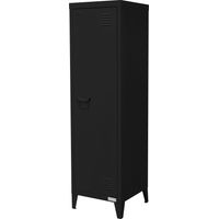 ML-Design Schedario Alto 38x38x137,5 cm Nero Acciaio Mobile da Ufficio a 4 Gambe Armadio per Archiviazione in Metallo a un'Anta, 3 Scomparti Interni Comodino Mobiletto Portadocumenti Armadietto