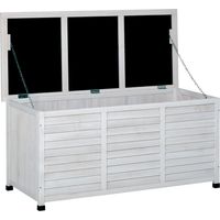 easycomfort panca contenitore in legno di abete, cassapanca da esterno con piedini antiscivolo 127x56x60cm, bianco