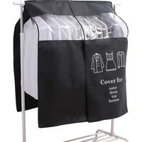 Housses de Vêtements Transparent Fenêtre Anti-Poussière Vêtements Housse Protège Portant Universelle Garment Covers pour Chemise Costumes Manteaux Clothes (90x110 cm, noir)