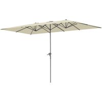 Sombrilla Doble 4,5x2,6 m Sombrilla Terraza Exterior con Manivela Impermeable y Protección UV50+ Crema