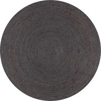 Alfombra redonda de yute hecha a mano 150 cm gris oscuro DEC023462