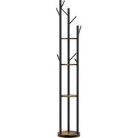Appendiabiti da Terra Girevole 8 Ganci 4 Mensole Stile Industriale Ø30x175cm Marrone