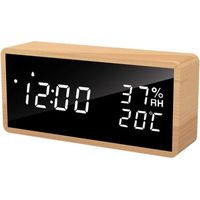 Digitaler Wecker aus Holz, elektronischer Wecker mit 3 Alarmeinstellungen, USB-betriebener Digitaluhr, Schlummerwecker mit LED-Anzeige von Zeit, Temperatur und Luftfeuchtigkeit