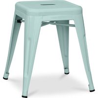 Privatefloor – Tabouret en acier 45cm – Design industriel compact – Structure stable pour cuisines et bars – Couleur vert pâle